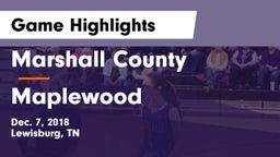 Marshall County  vs Maplewood Game Highlights - Dec. 7, 2018