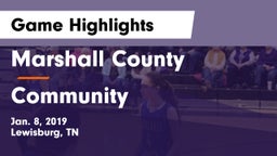 Marshall County  vs Community Game Highlights - Jan. 8, 2019