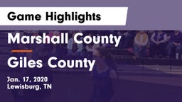 Marshall County  vs Giles County  Game Highlights - Jan. 17, 2020