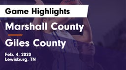 Marshall County  vs Giles County  Game Highlights - Feb. 4, 2020