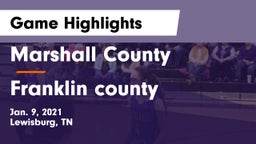 Marshall County  vs Franklin county Game Highlights - Jan. 9, 2021