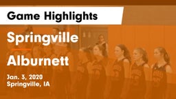 Springville  vs Alburnett  Game Highlights - Jan. 3, 2020