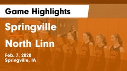 Springville  vs North Linn  Game Highlights - Feb. 7, 2020
