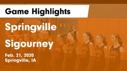 Springville  vs Sigourney Game Highlights - Feb. 21, 2020