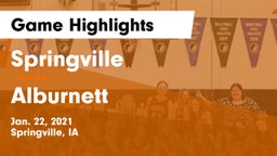Springville  vs Alburnett Game Highlights - Jan. 22, 2021