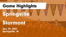 Springville  vs Starmont  Game Highlights - Jan. 29, 2021