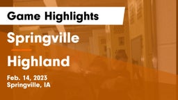 Springville  vs Highland  Game Highlights - Feb. 14, 2023