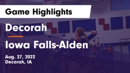 Decorah  vs Iowa Falls-Alden Game Highlights - Aug. 27, 2022