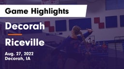 Decorah  vs Riceville Game Highlights - Aug. 27, 2022