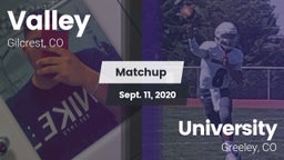 Matchup: Valley  vs. University  2020
