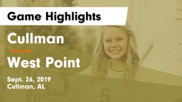 Cullman  vs West Point Game Highlights - Sept. 26, 2019