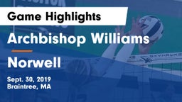 Archbishop Williams  vs Norwell  Game Highlights - Sept. 30, 2019