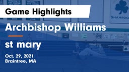Archbishop Williams  vs st  mary Game Highlights - Oct. 29, 2021