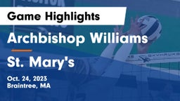Archbishop Williams  vs St. Mary's Game Highlights - Oct. 24, 2023