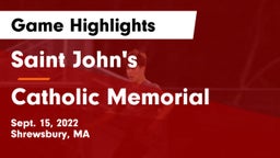 Saint John's  vs Catholic Memorial  Game Highlights - Sept. 15, 2022