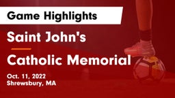 Saint John's  vs Catholic Memorial  Game Highlights - Oct. 11, 2022