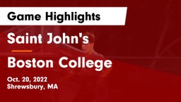 Saint John's  vs Boston College  Game Highlights - Oct. 20, 2022