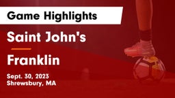 Saint John's  vs Franklin  Game Highlights - Sept. 30, 2023