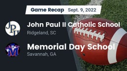 Recap: John Paul II Catholic School vs. Memorial Day School 2022