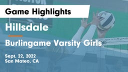 Hillsdale  vs Burlingame Varsity Girls Game Highlights - Sept. 22, 2022