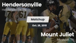Matchup: Hendersonville High vs. Mount Juliet  2018