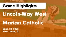 Lincoln-Way West  vs Marian Catholic  Game Highlights - Sept. 24, 2022