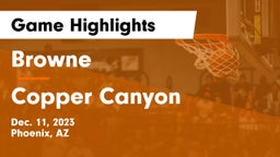 Browne  vs Copper Canyon  Game Highlights - Dec. 11, 2023