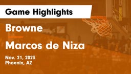 Browne  vs Marcos de Niza  Game Highlights - Nov. 21, 2023