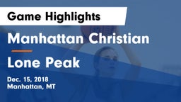 Manhattan Christian  vs Lone Peak  Game Highlights - Dec. 15, 2018