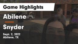 Abilene  vs Snyder  Game Highlights - Sept. 2, 2022