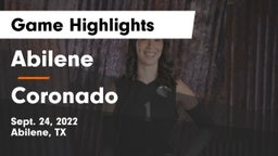 Abilene  vs Coronado  Game Highlights - Sept. 24, 2022