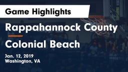 Rappahannock County  vs Colonial Beach  Game Highlights - Jan. 12, 2019