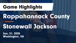 Rappahannock County  vs Stonewall Jackson  Game Highlights - Jan. 31, 2020