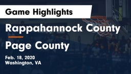 Rappahannock County  vs Page County  Game Highlights - Feb. 18, 2020