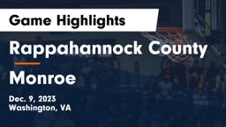 Rappahannock County  vs Monroe  Game Highlights - Dec. 9, 2023