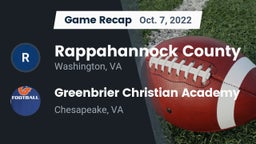 Recap: Rappahannock County  vs. Greenbrier Christian Academy  2022