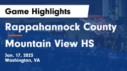 Rappahannock County  vs Mountain View HS  Game Highlights - Jan. 17, 2023