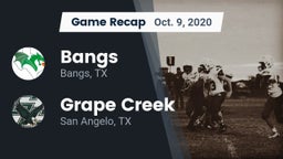 Recap: Bangs  vs. Grape Creek  2020