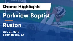 Parkview Baptist  vs Ruston Game Highlights - Oct. 26, 2019