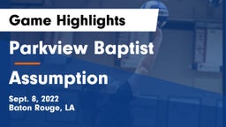 Parkview Baptist  vs Assumption Game Highlights - Sept. 8, 2022