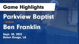 Parkview Baptist  vs Ben Franklin Game Highlights - Sept. 30, 2022
