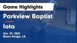 Parkview Baptist  vs Iota Game Highlights - Oct. 29, 2022