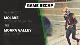 Recap: Mojave  vs. Moapa Valley  2016