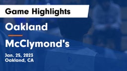 Oakland  vs McClymond's  Game Highlights - Jan. 25, 2023