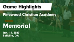 Pinewood Christian Academy vs Memorial Game Highlights - Jan. 11, 2020