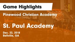 Pinewood Christian Academy vs St. Paul Academy Game Highlights - Dec. 22, 2018