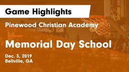 Pinewood Christian Academy vs Memorial Day School Game Highlights - Dec. 3, 2019