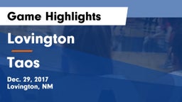 Lovington  vs Taos  Game Highlights - Dec. 29, 2017
