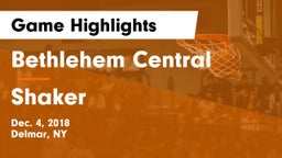Bethlehem Central  vs Shaker  Game Highlights - Dec. 4, 2018