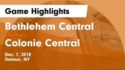 Bethlehem Central  vs Colonie Central  Game Highlights - Dec. 7, 2018